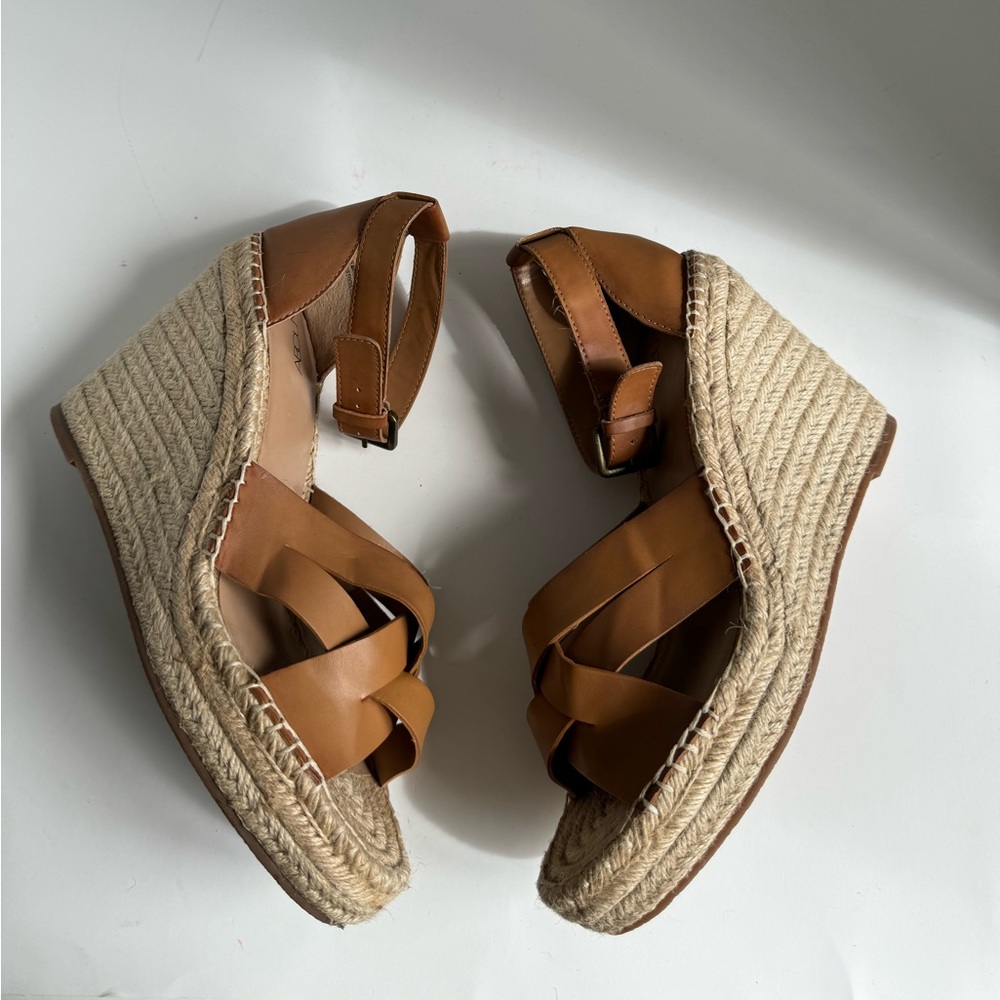 Abound Espadrille Wedges Adult Size 11 Tan Sayge Sandal Womens Faux Leather